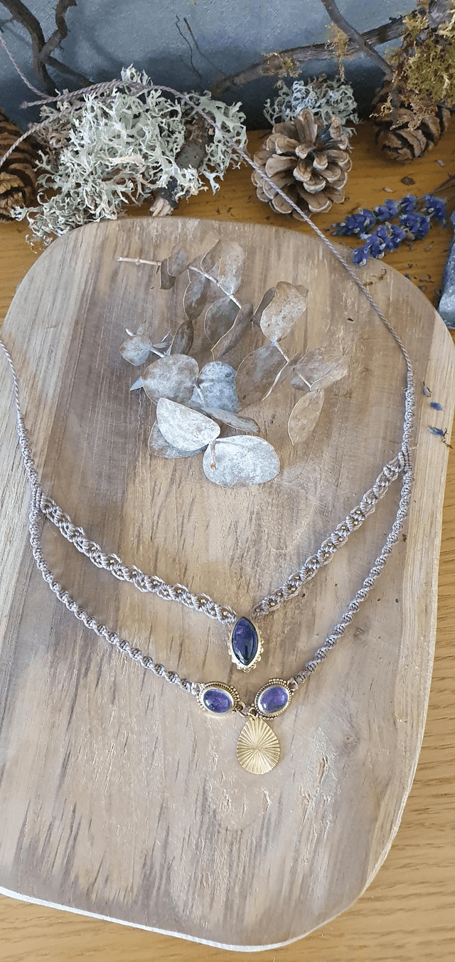 Joli collier double en amethyste 