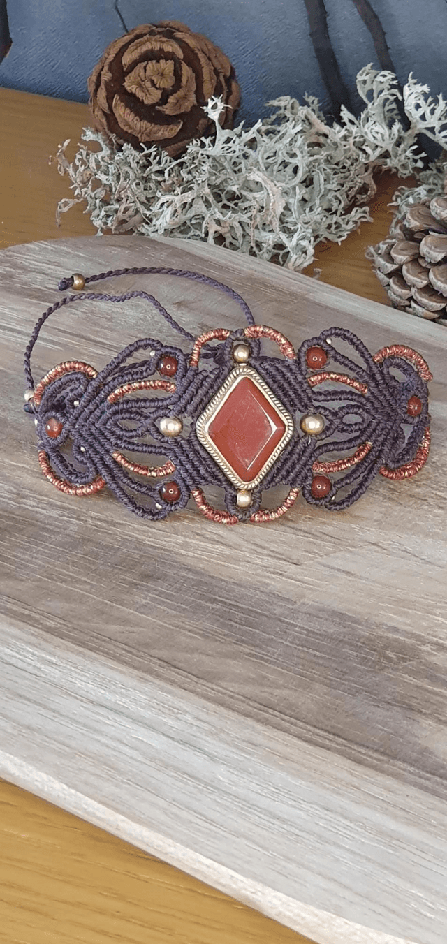 Bracelet micro macramé cornaline 