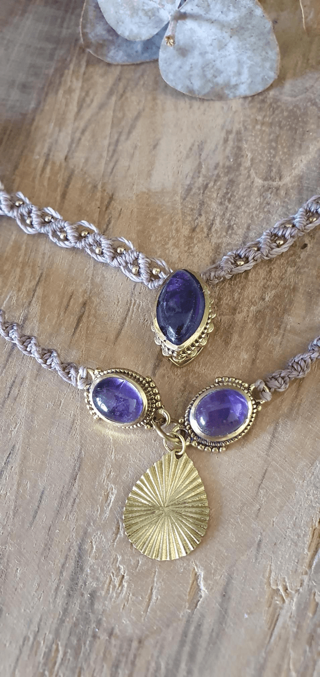Joli collier double en amethyste 