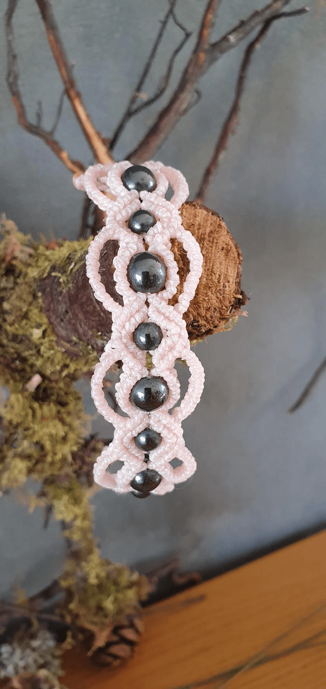 Bracelet hematite rose iridescent 