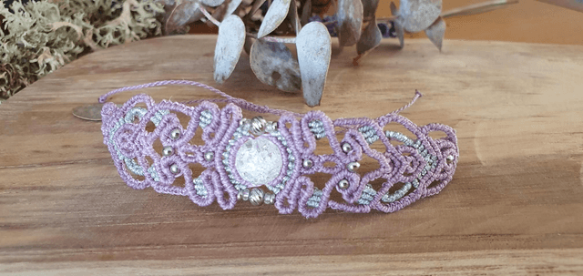 Bracelet micro macramé lilas 