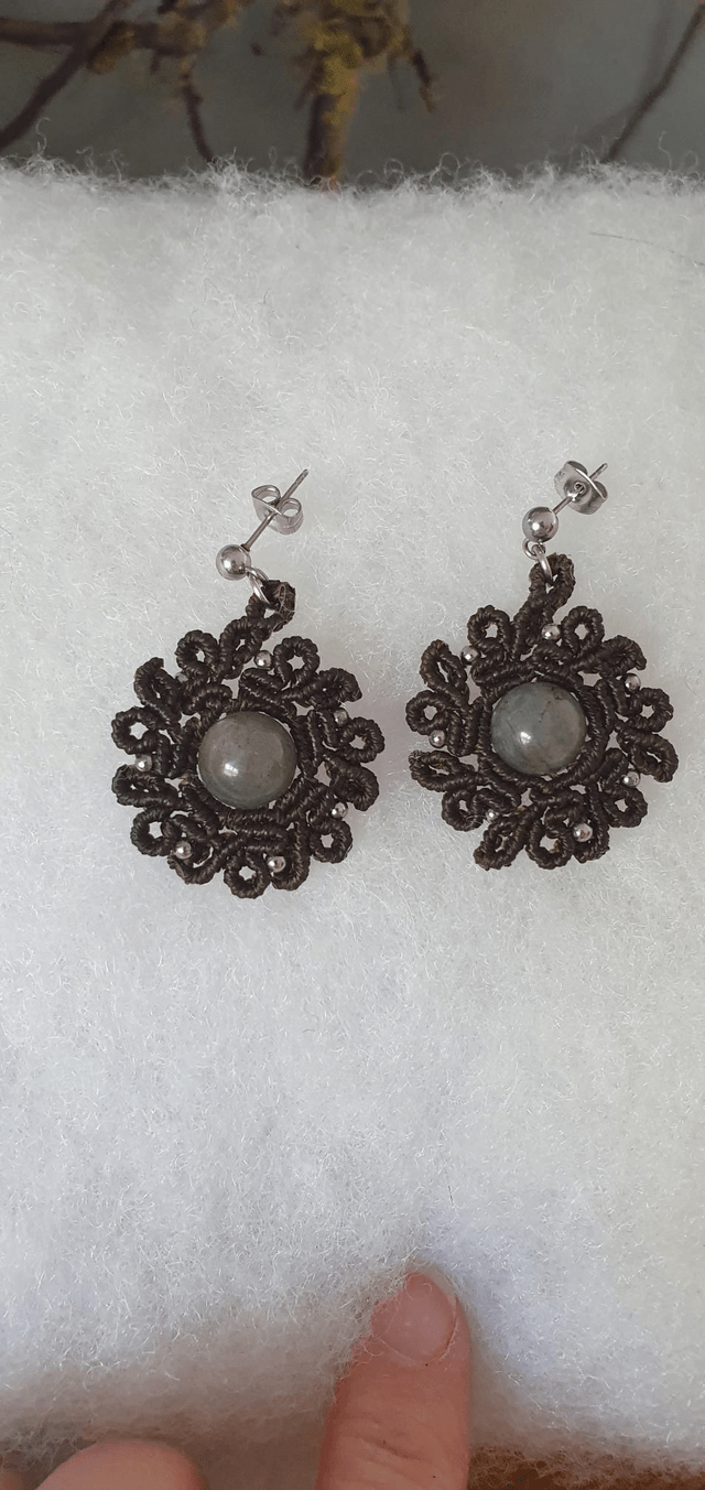 Boucles d'oreilles fleurs labradorite 