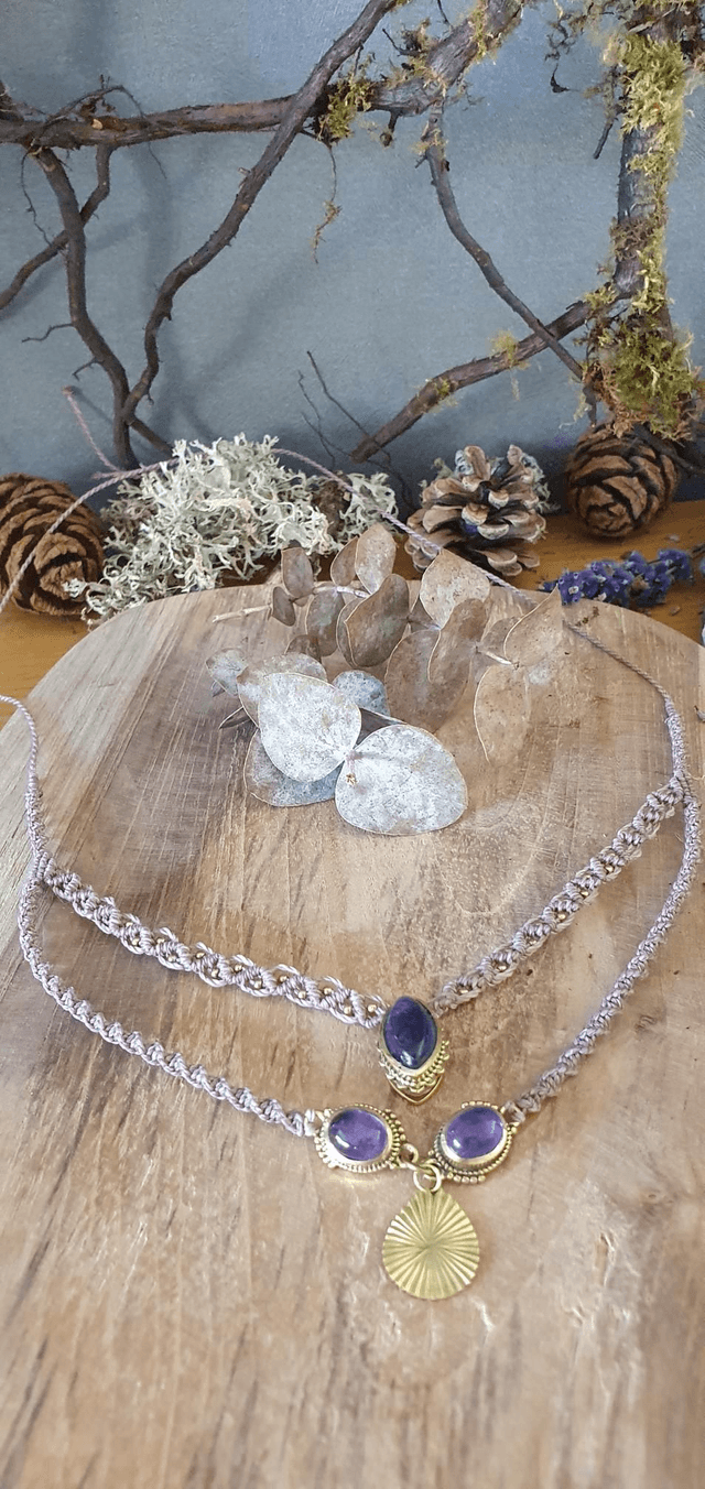 Joli collier double en amethyste 