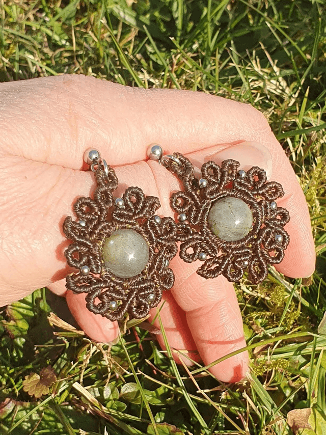 Boucles d'oreilles fleurs labradorite 