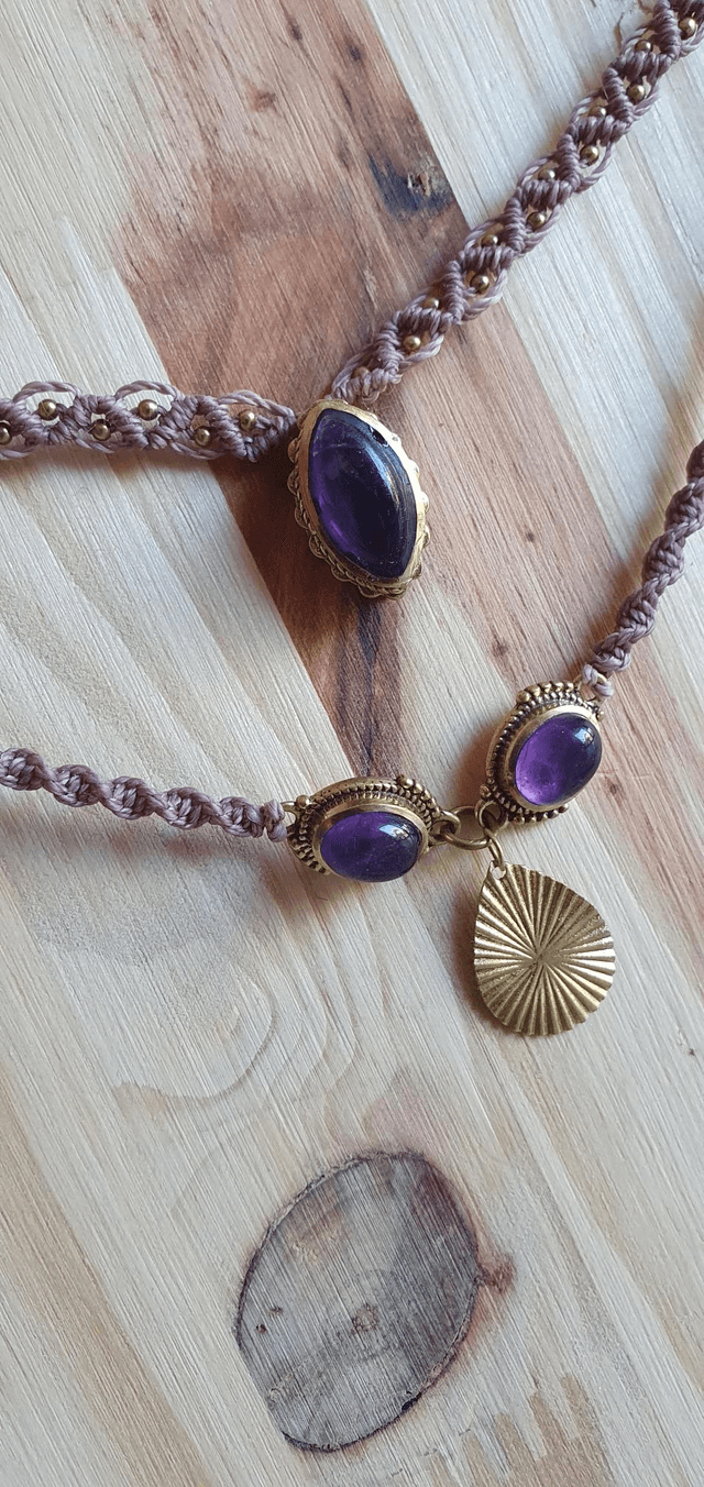 Joli collier double en amethyste 